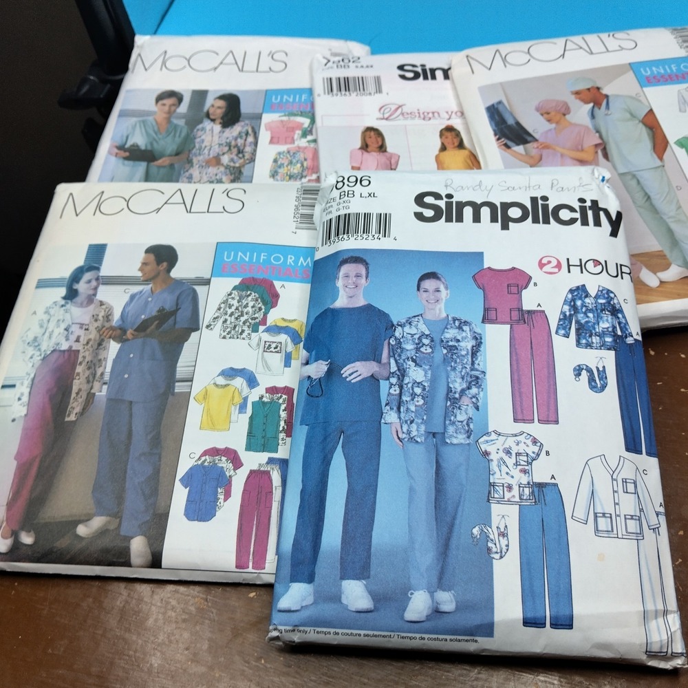 Lot of 5 Sewing Patterns McCall's & Simplicity Scrubs Uniform Dresses